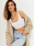 'Kaelis' Full Length Knit Cardigan - Celes Fashion